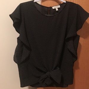 Black poke a dot, short sleeve top
